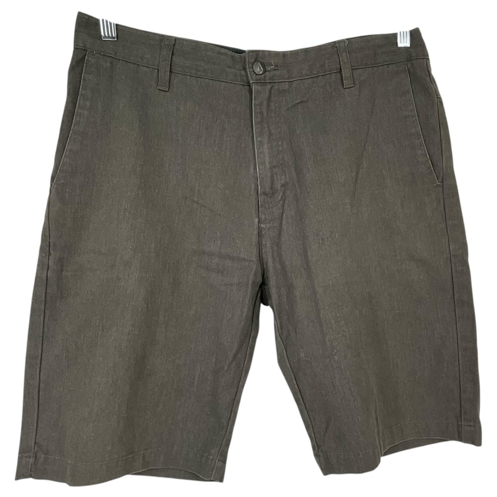 Volcom Corpo Class Mens Chino Walk‎ Shorts Size 33 Dark Brown Heathered Casual